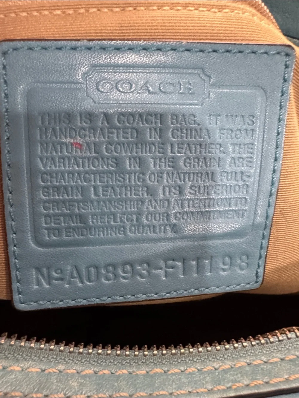 Coach Hamptons Teal Leather Satchel